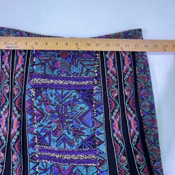Peruvian Connection Multicolor Aztec Print Pima Cotton A-line Skirt Size Large - Picture 4 of 7